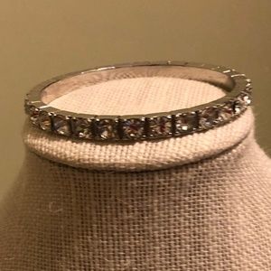 Graziano Silver Bangle Bracelet w/ Crystals